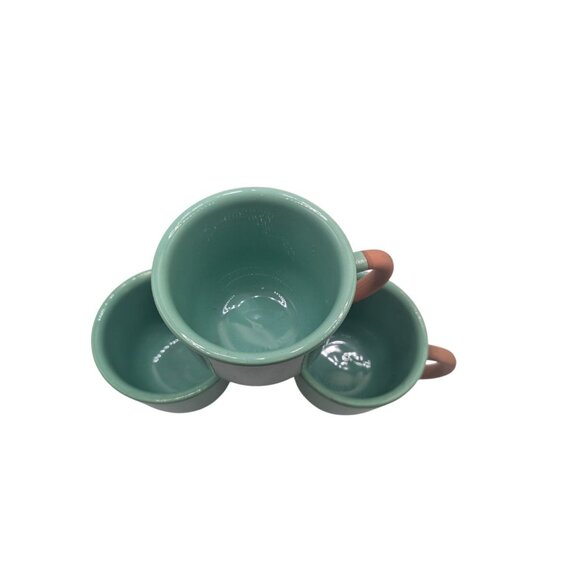 FUO31 by Furio Set Of 3 Handmade Ceramic Teal Mugs With Terracotta Handles - Picture 14 of 14